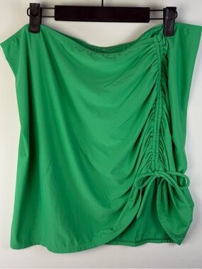 CALIA Women’s Ruched Drawstring Swim Skirt, Color: Green Glow, Size: L